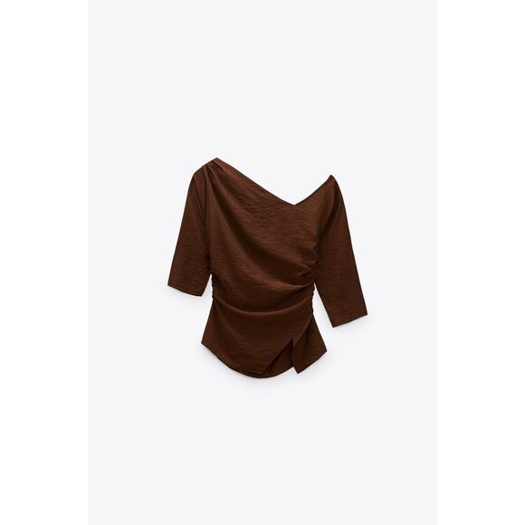 Zara Ruched Asymmetrical Top - Picture 1 of 16